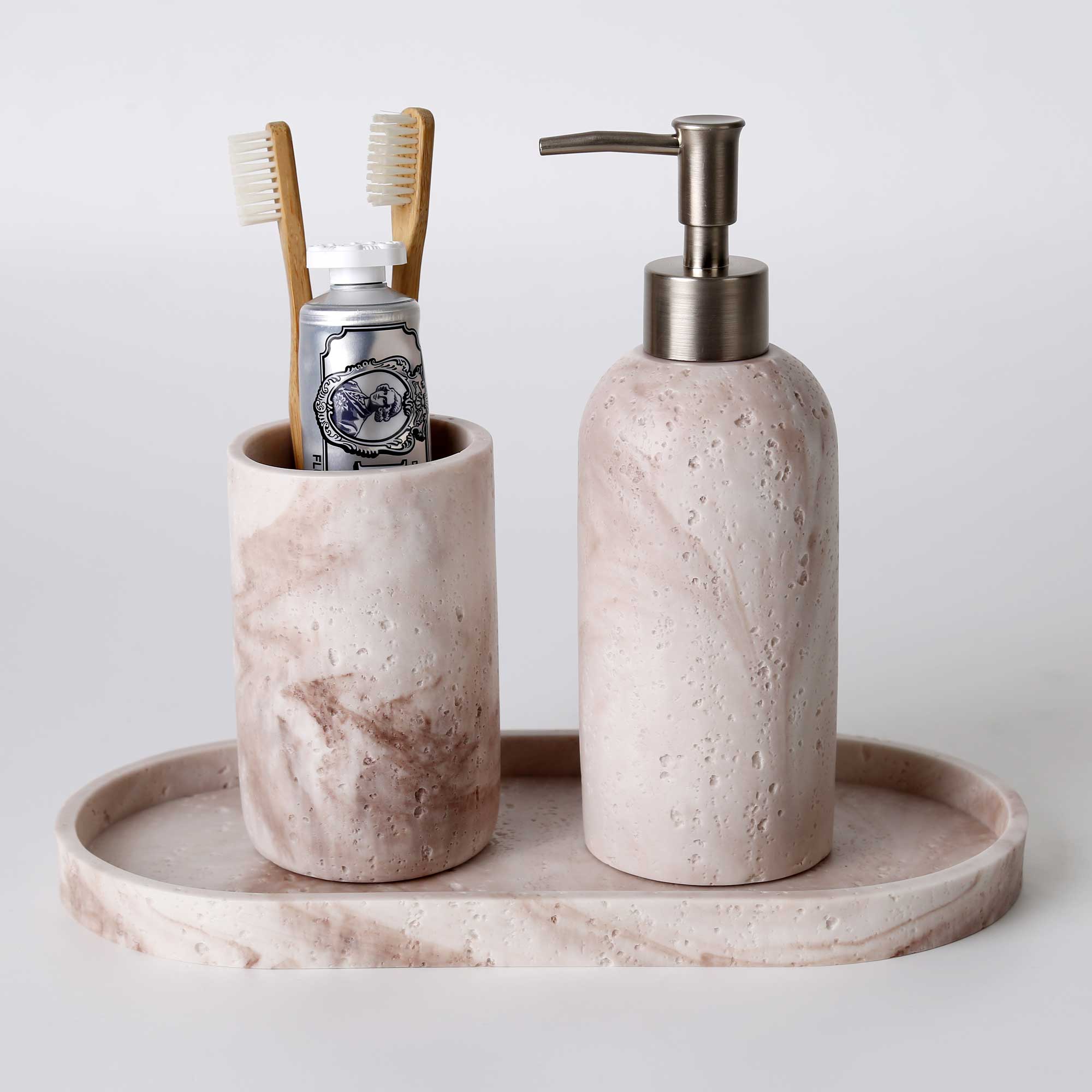 Traverten Banyo Seti Taupe