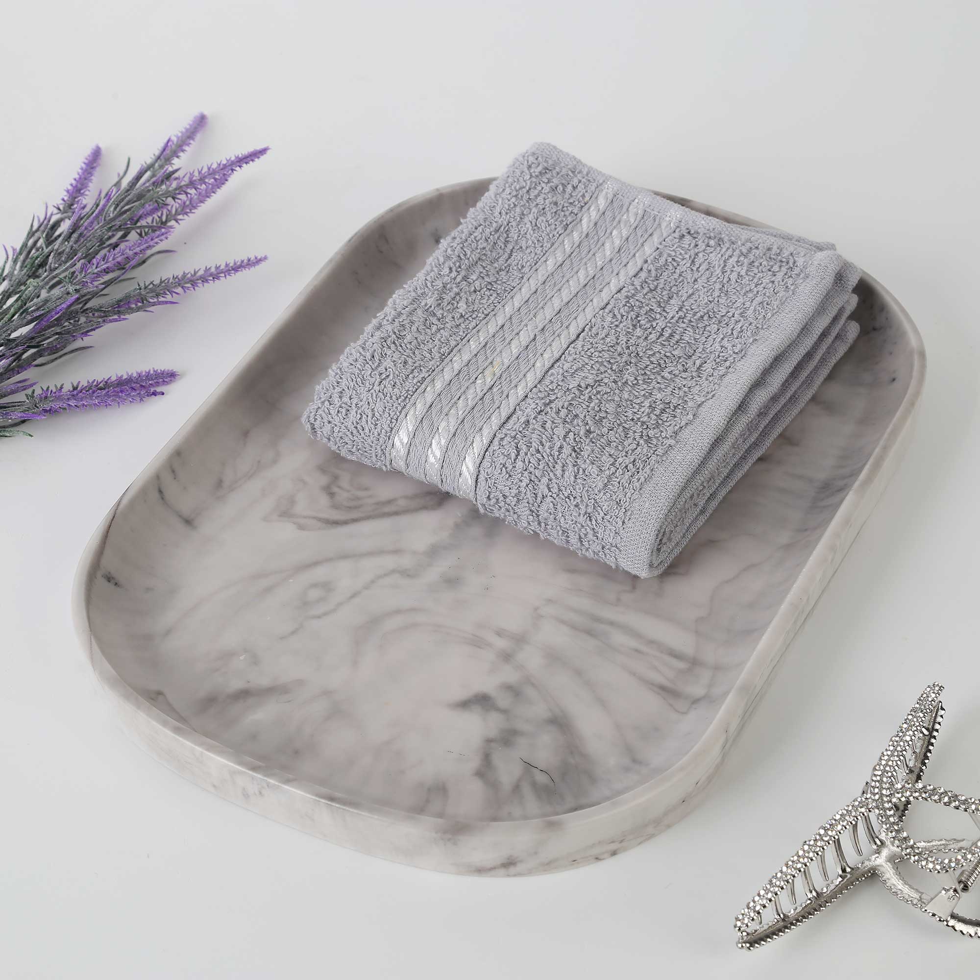 Marble Büyük Tepsi Siyah