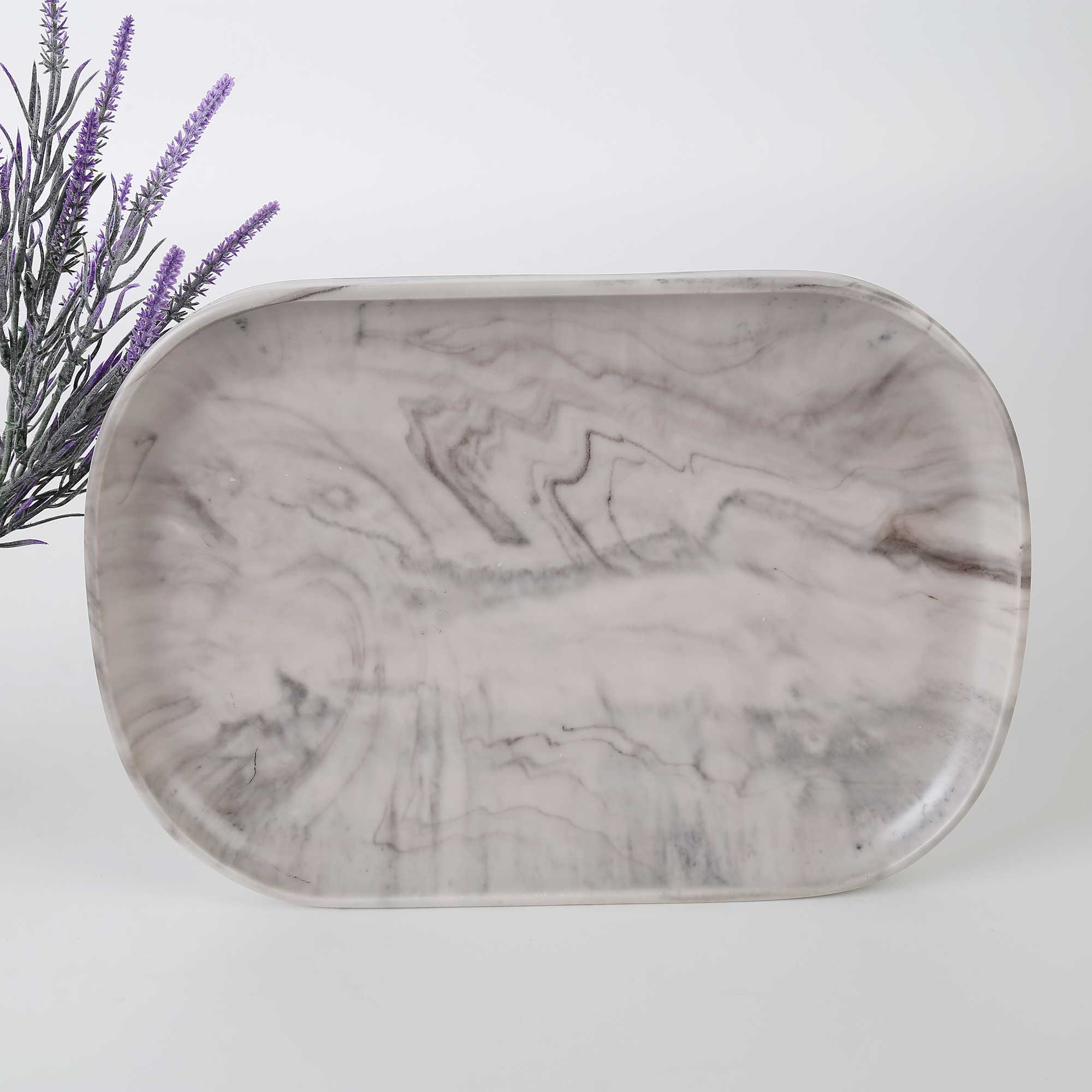 Marble Büyük Tepsi Siyah