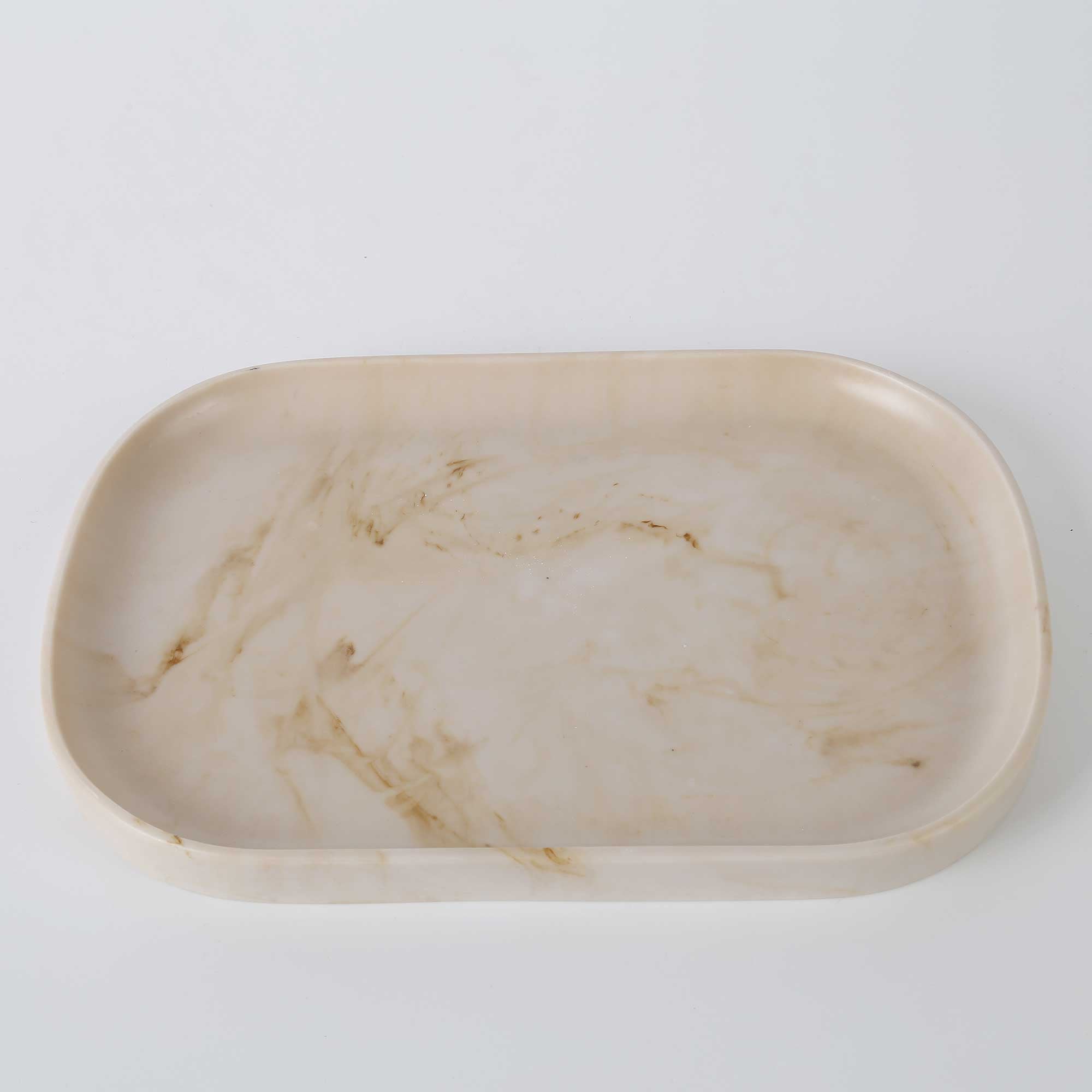 Marble Büyük Tepsi Ekru