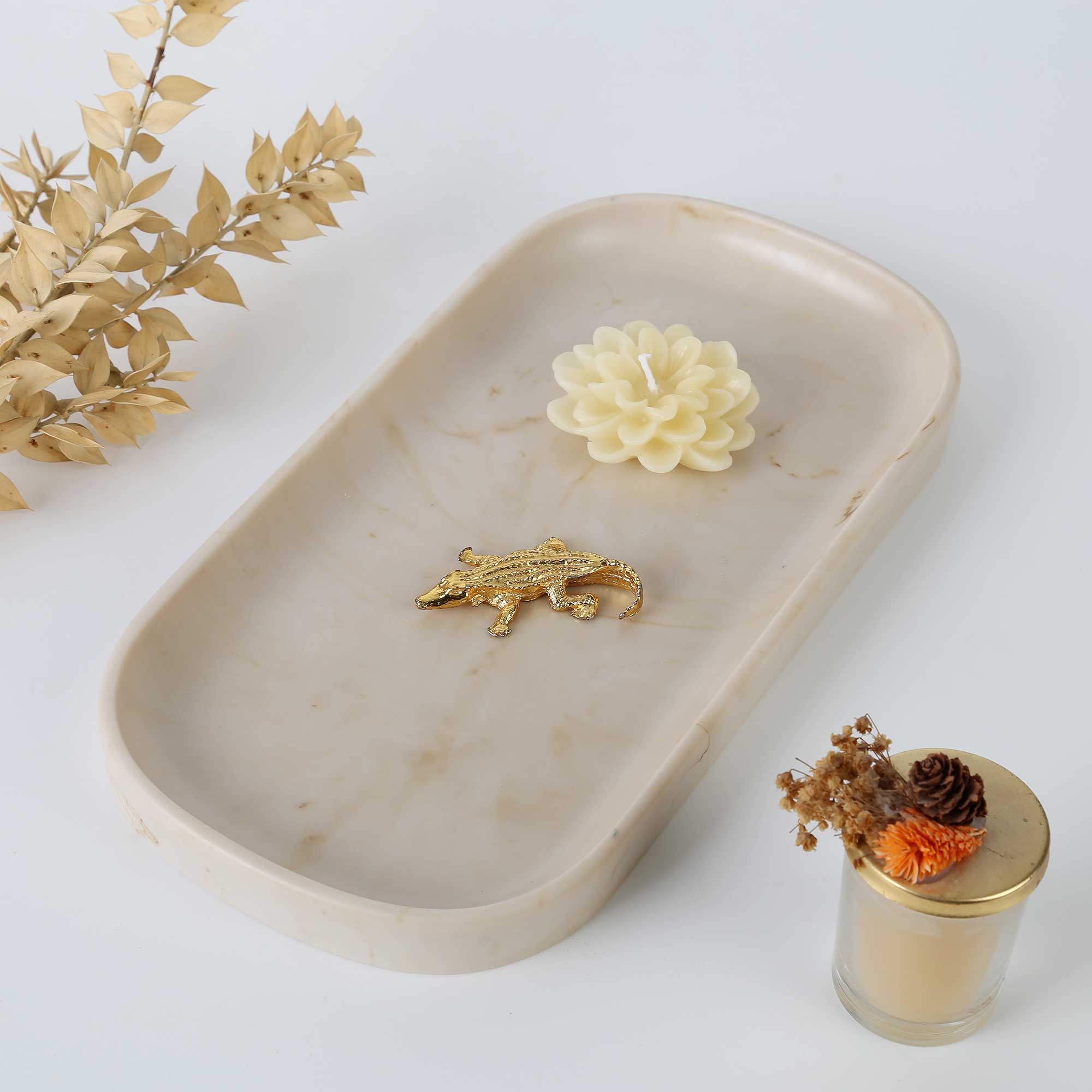 Marble Küçük Tepsi Ekru