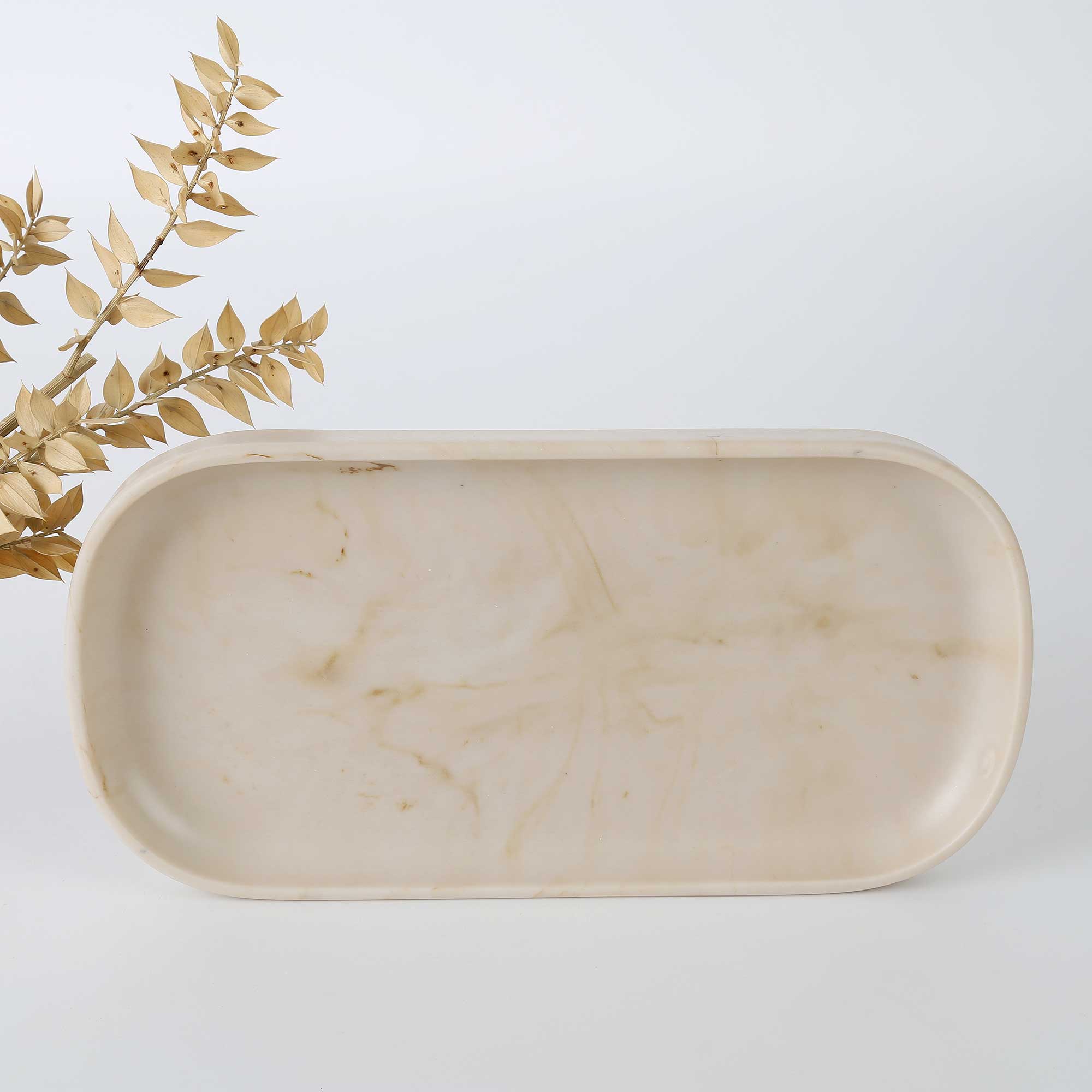 Marble Küçük Tepsi Ekru