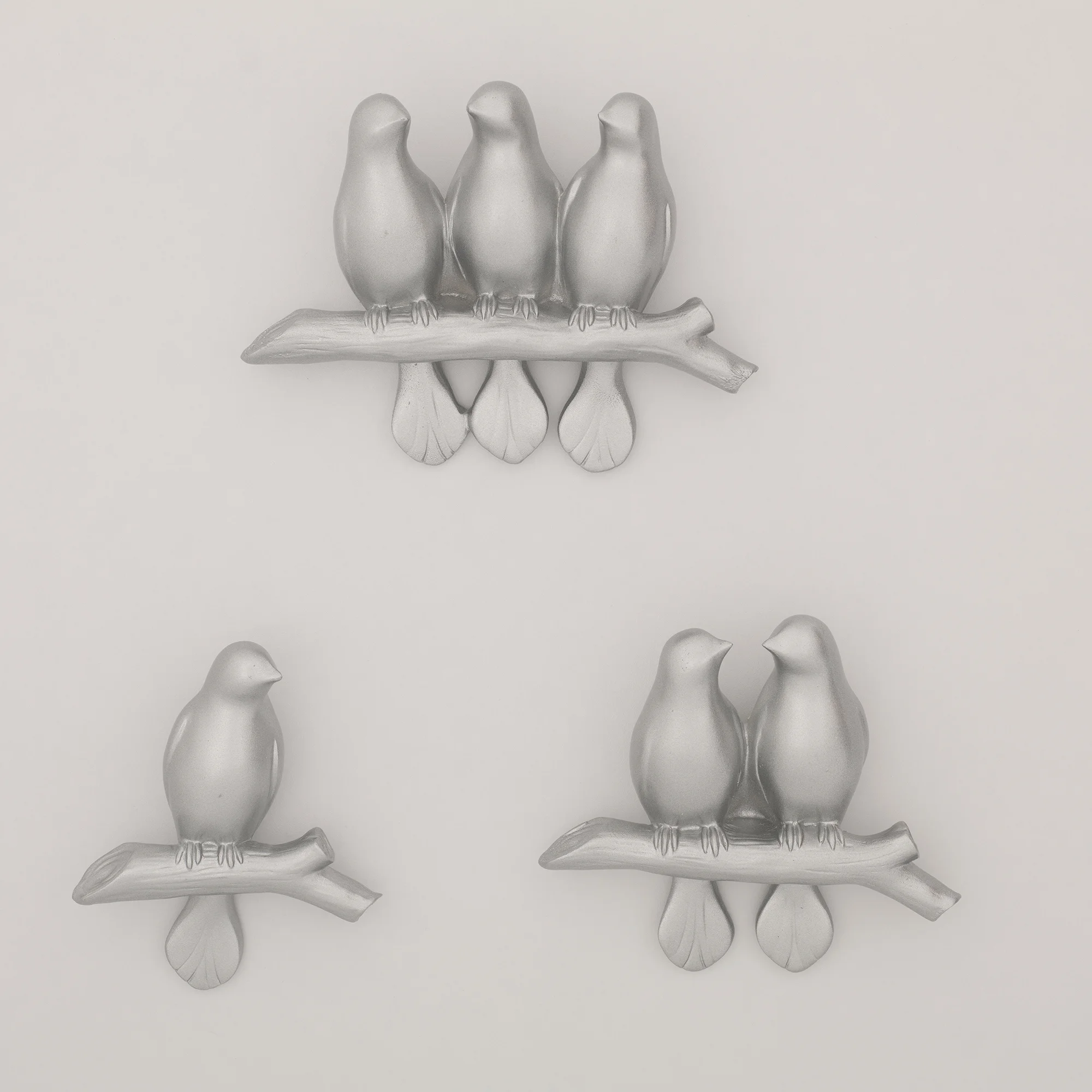 Mary 3'lü Dekoratif Kuş Gümüş