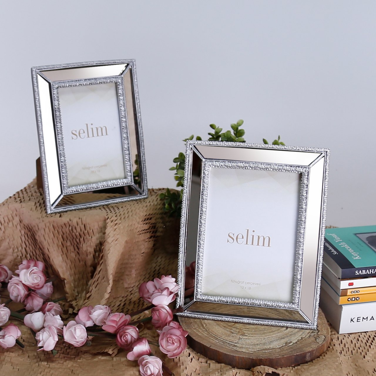 13x18 Elsira Aynalı Çerçeve Gümüş