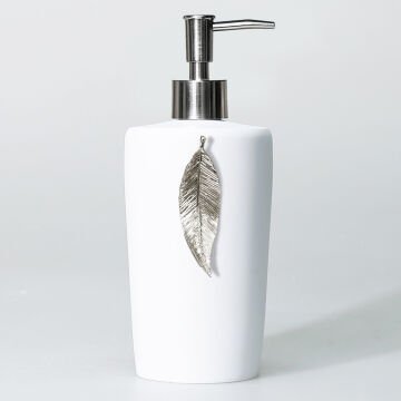 Leaf Banyo Seti Beyaz Gümüş