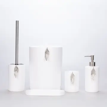 Leaf Badezimmerset Weiß Silber