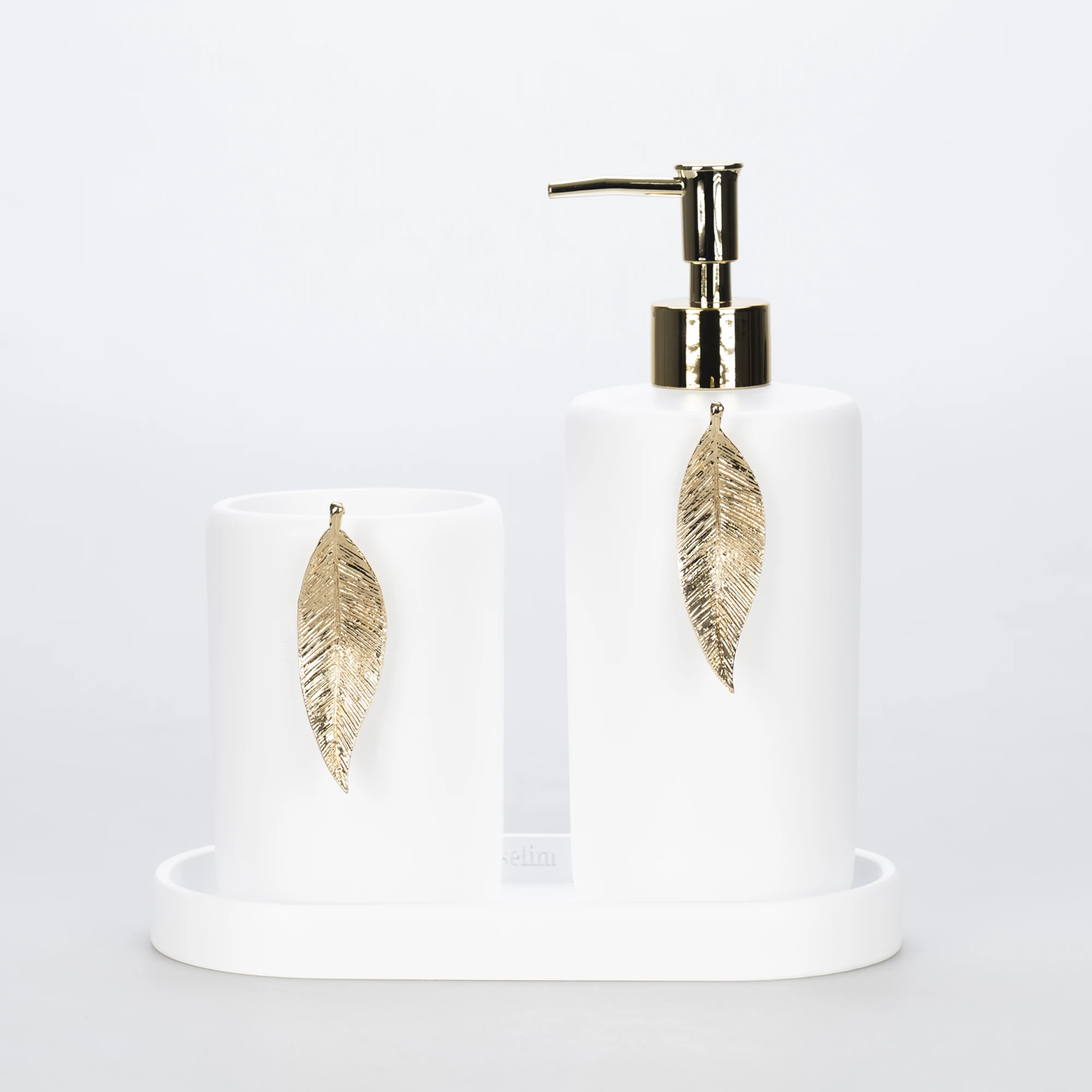 Leaf Banyo Seti Beyaz Altın