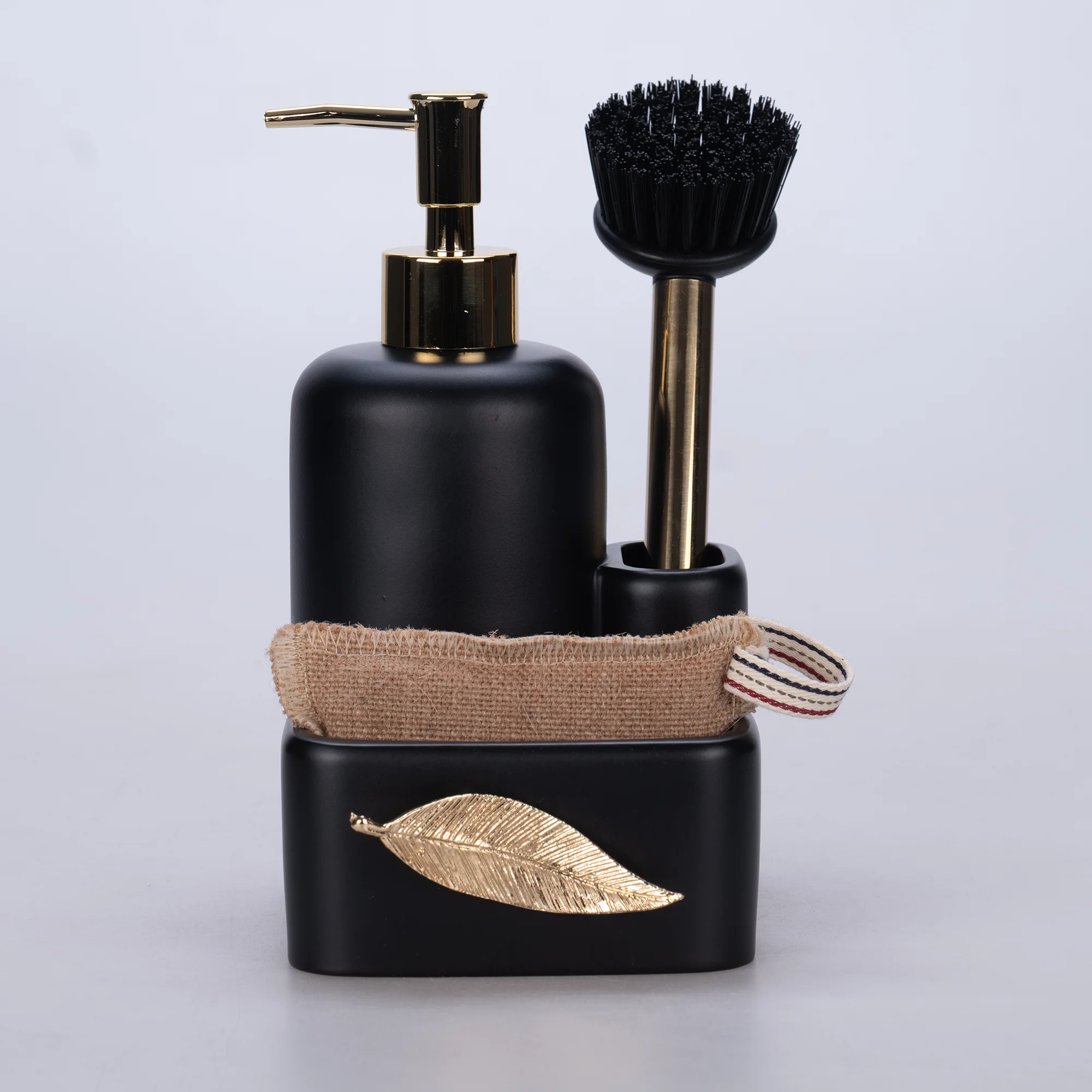 Leaf Fırçalı Sıvılı Süngerlik Siyah Altın
