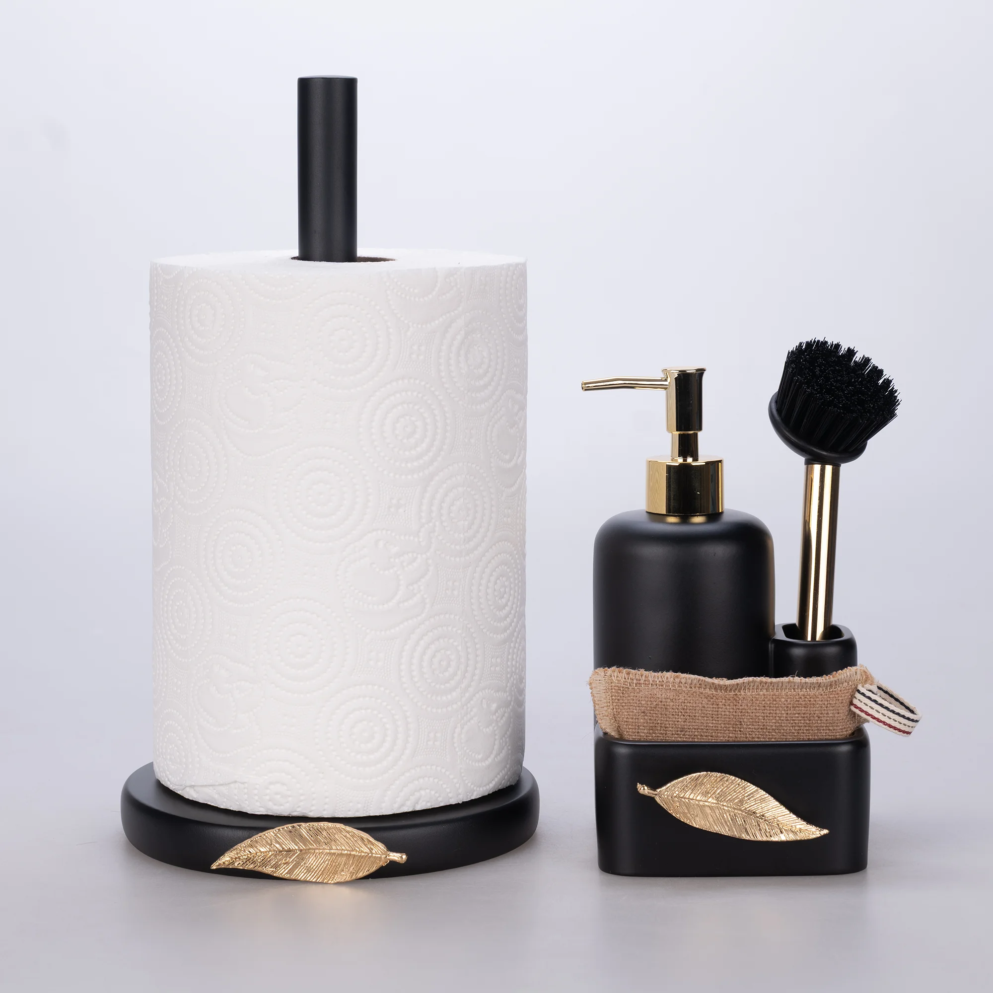 Leaf Fırçalı Sıvılı Süngerlik Siyah Altın