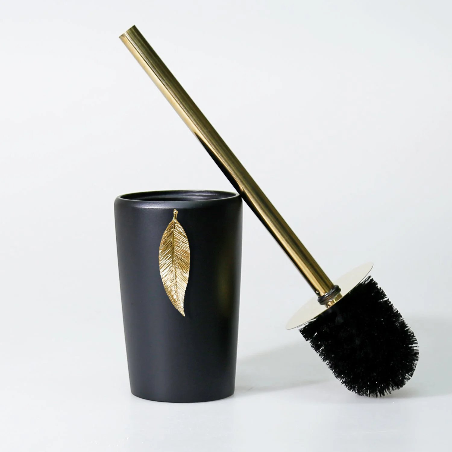 Leaf Toilet Brush Black Gold