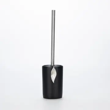 Leaf Toilet Brush Black Silver