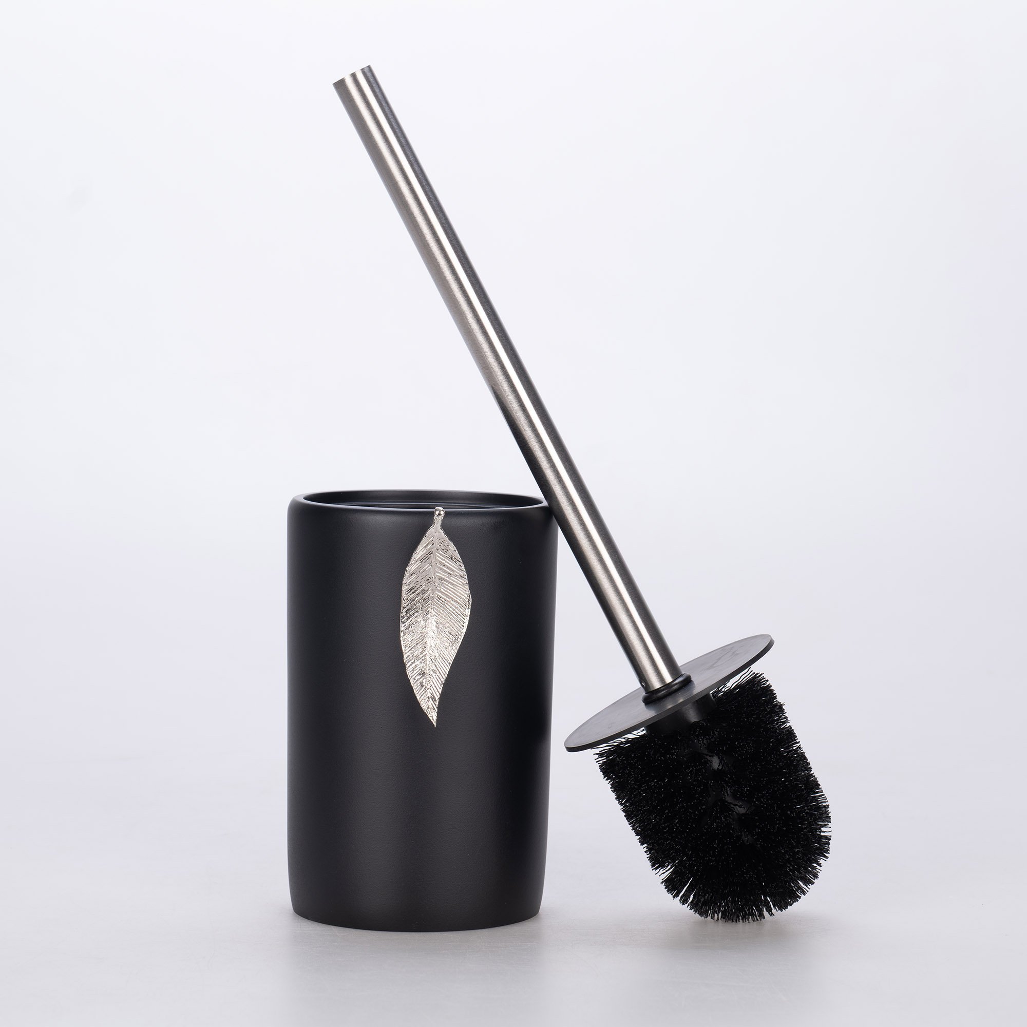 Leaf Tuvalet Fırçası Siyah Gümüş