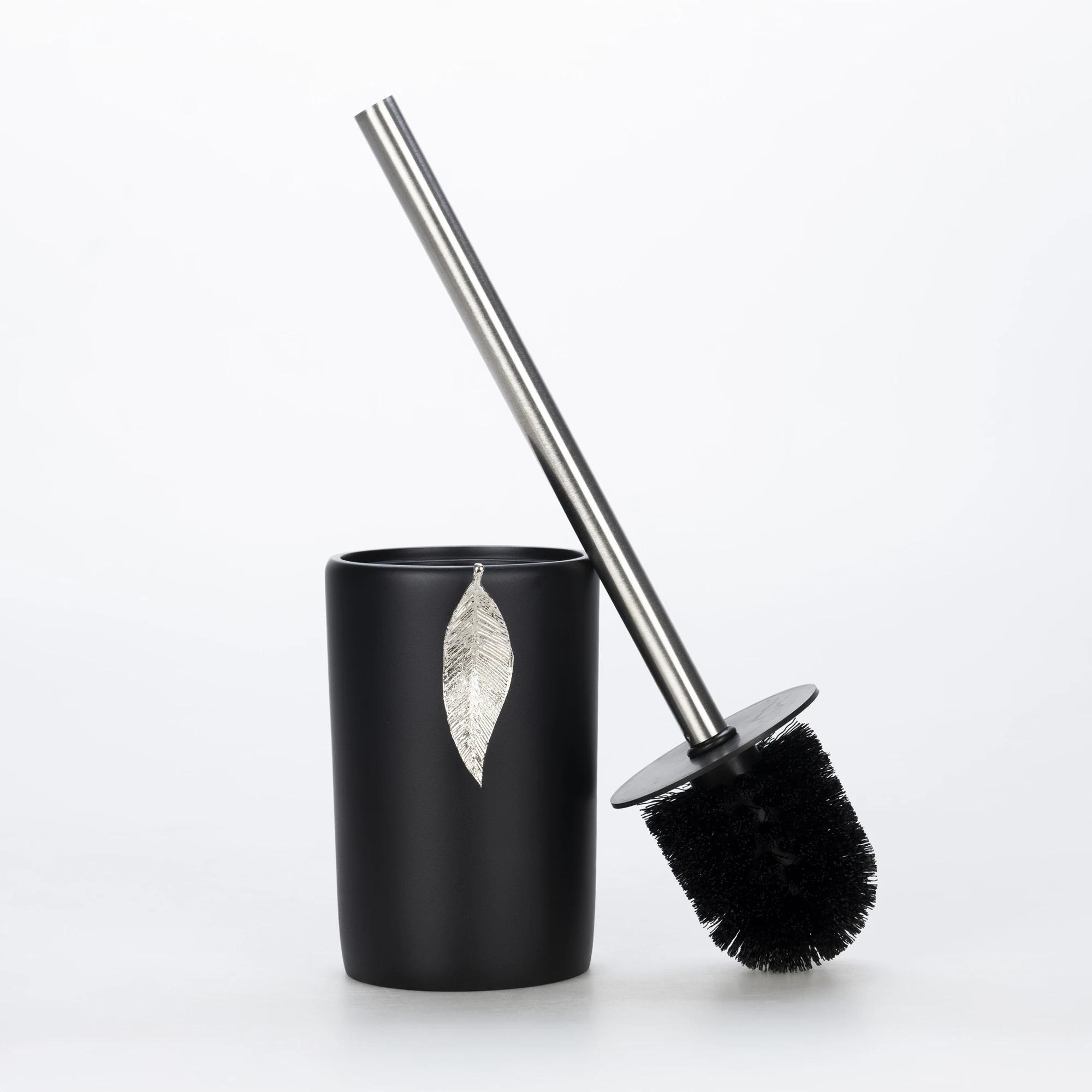 Leaf Tuvalet Fırçası Siyah Gümüş