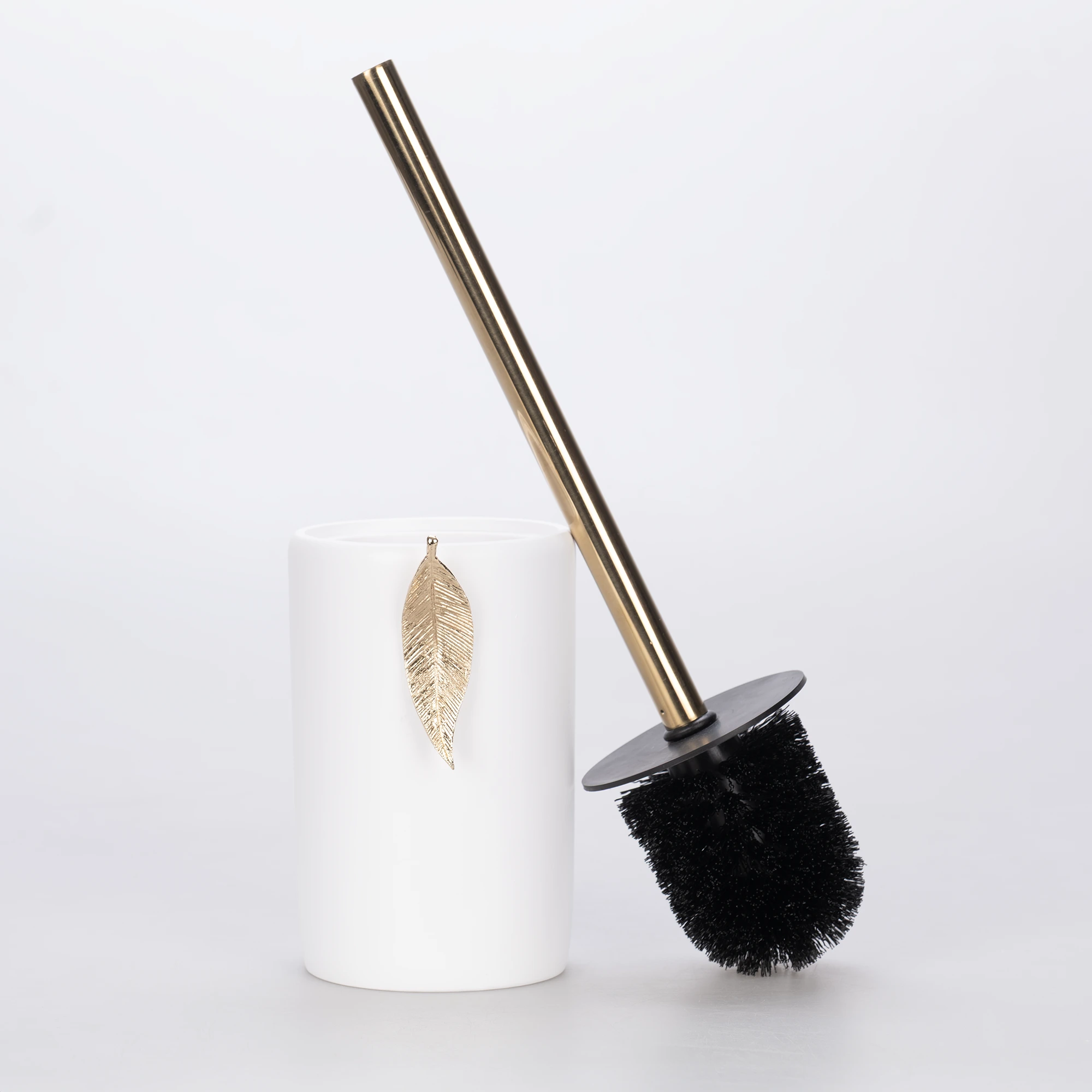 Leaf Toilet Brush White Gold