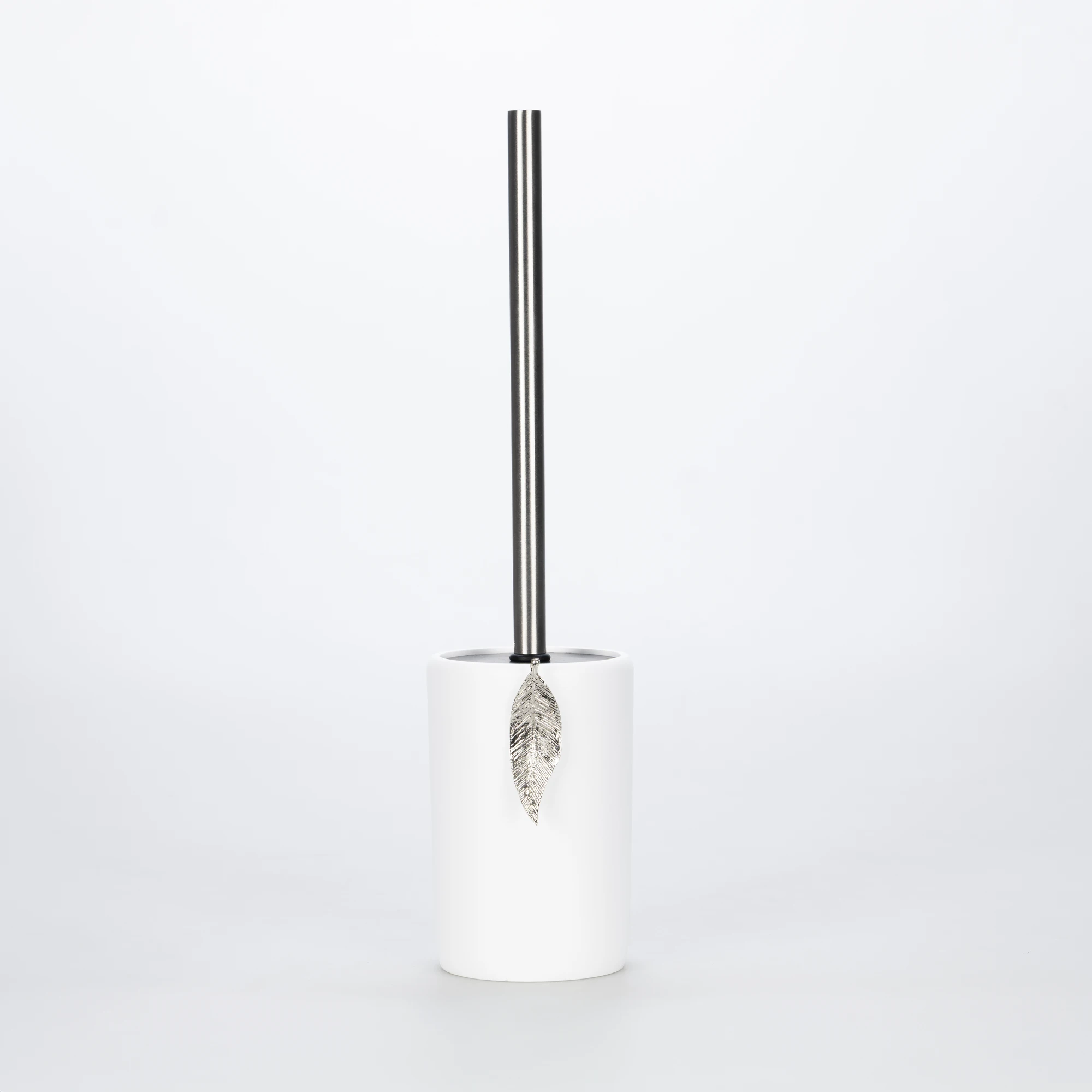 Leaf Tuvalet Fırçası Beyaz Gümüş