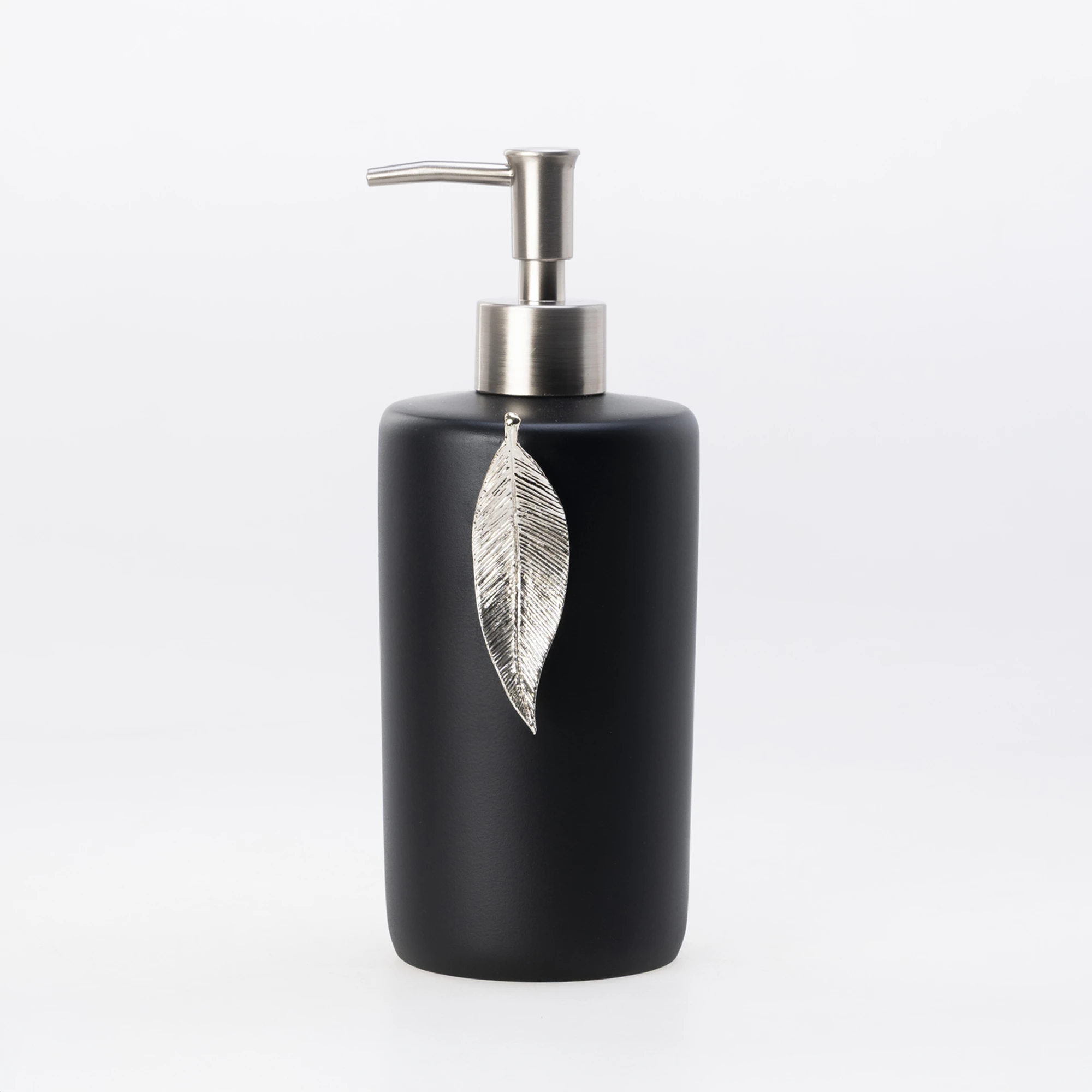 Leaf Sıvı Sabunluk Siyah Gümüş