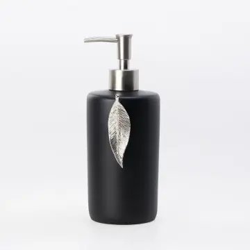 Leaf Sıvı Sabunluk Siyah Gümüş