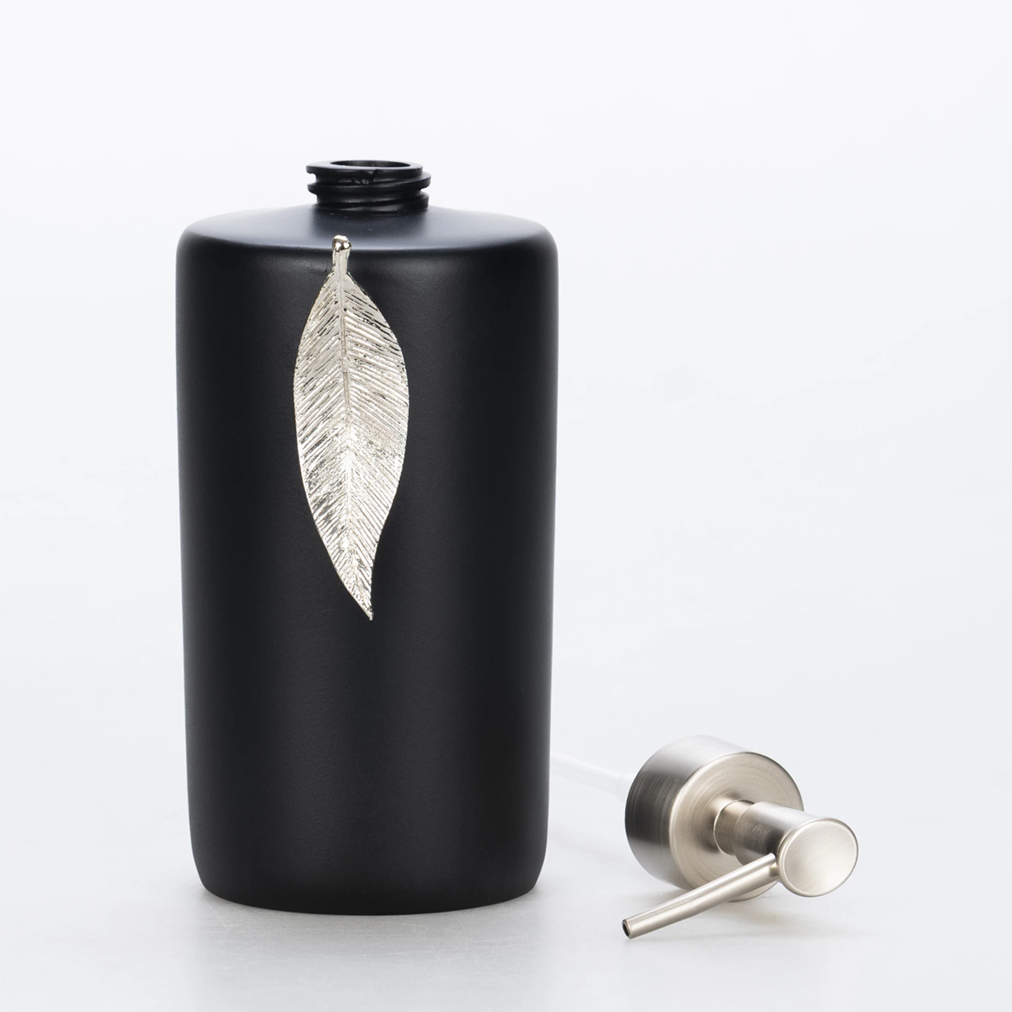 Leaf Sıvı Sabunluk Siyah Gümüş