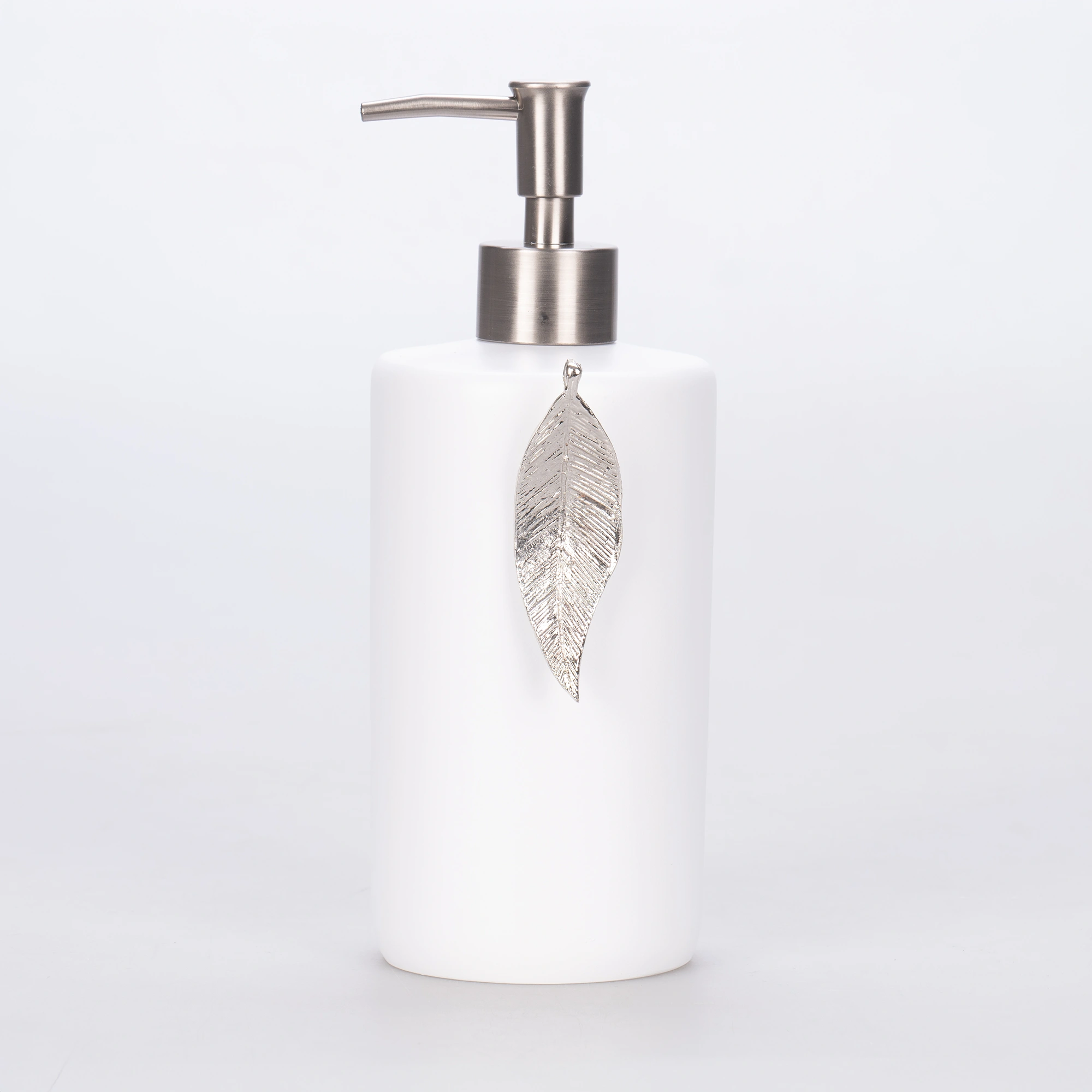 Leaf Liquid Soap Dispenser White Silver