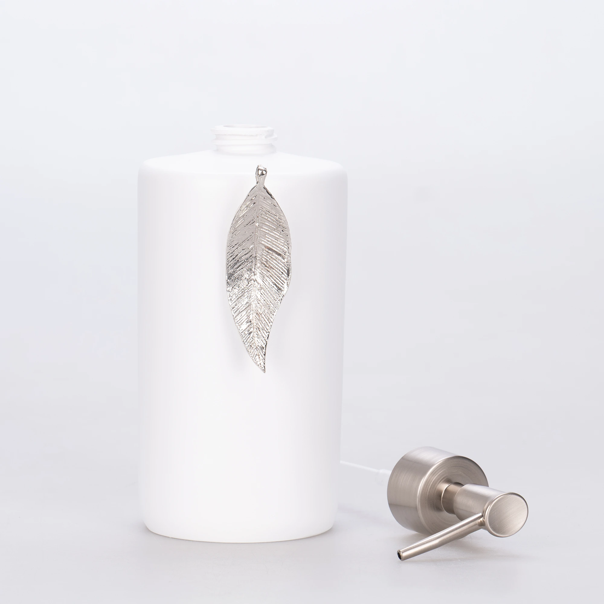 Leaf Liquid Soap Dispenser White Silver