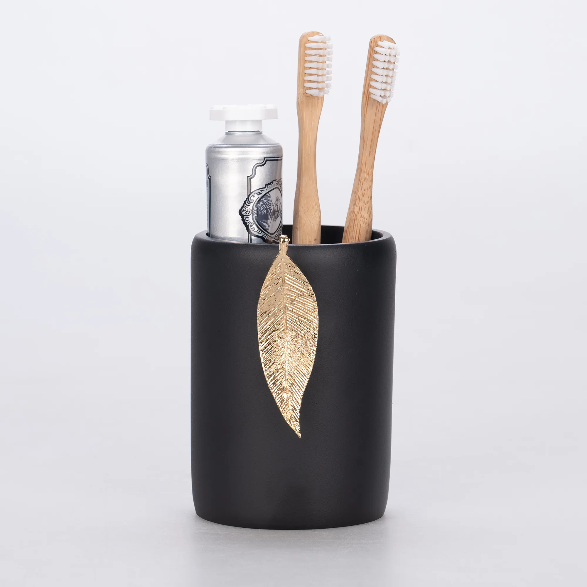 Leaf Diş Fırçalık Siyah Altın