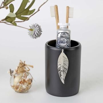 Leaf Diş Fırçalık Siyah Gümüş
