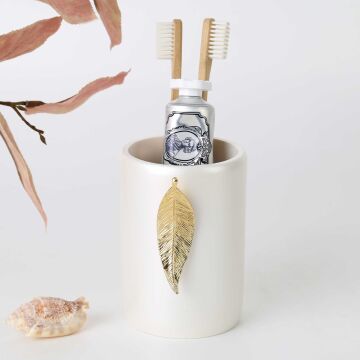 Leaf Diş Fırçalık İnci Altın