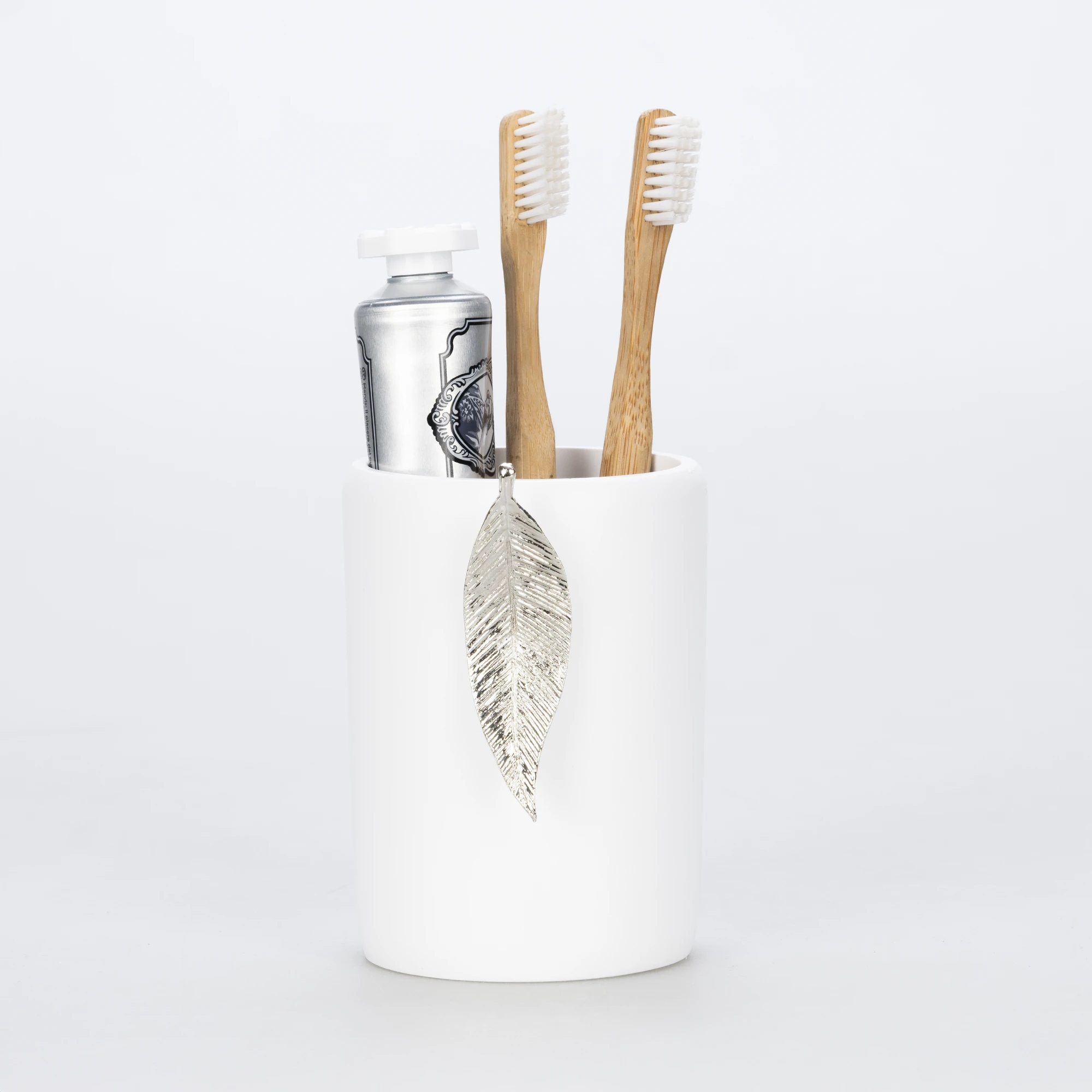 Leaf Diş Fırçalık Beyaz Gümüş