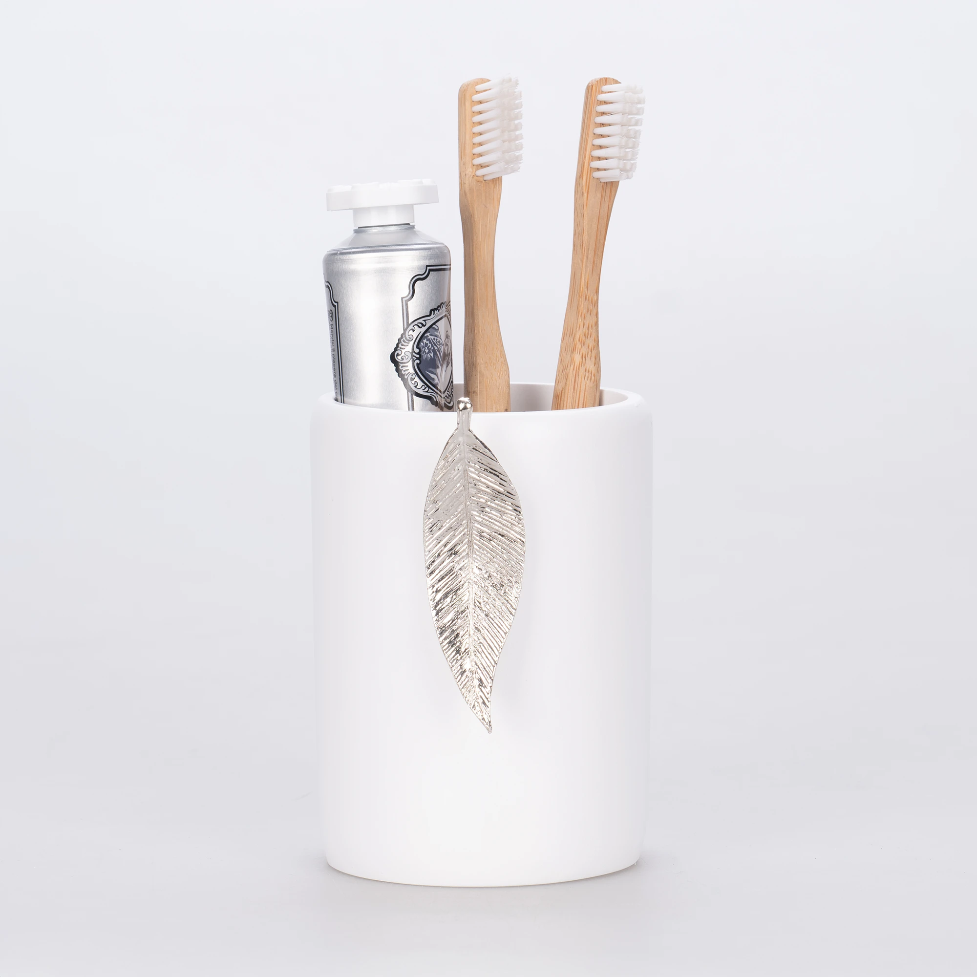 Leaf Diş Fırçalık Beyaz Gümüş