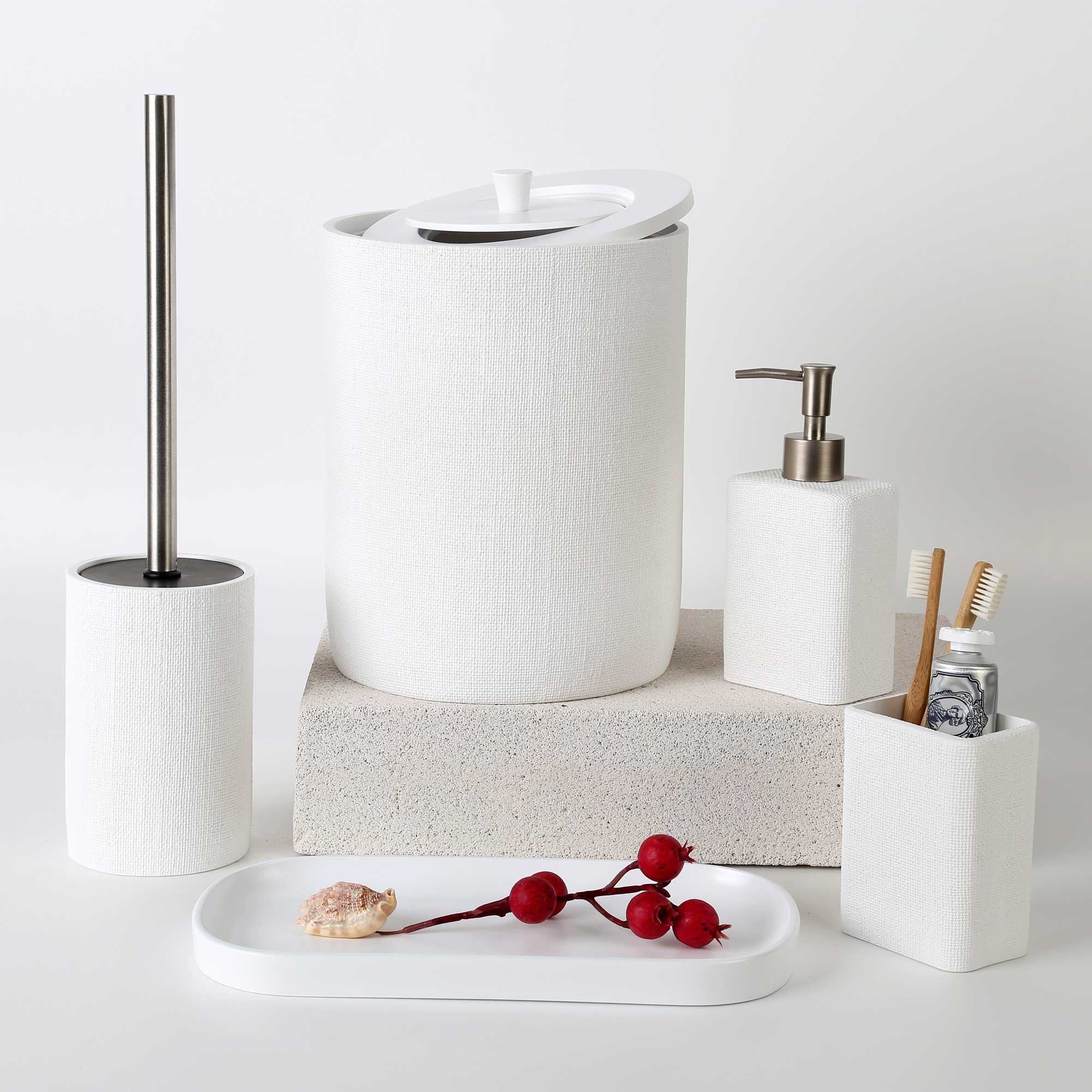 Linen Banyo Seti Beyaz