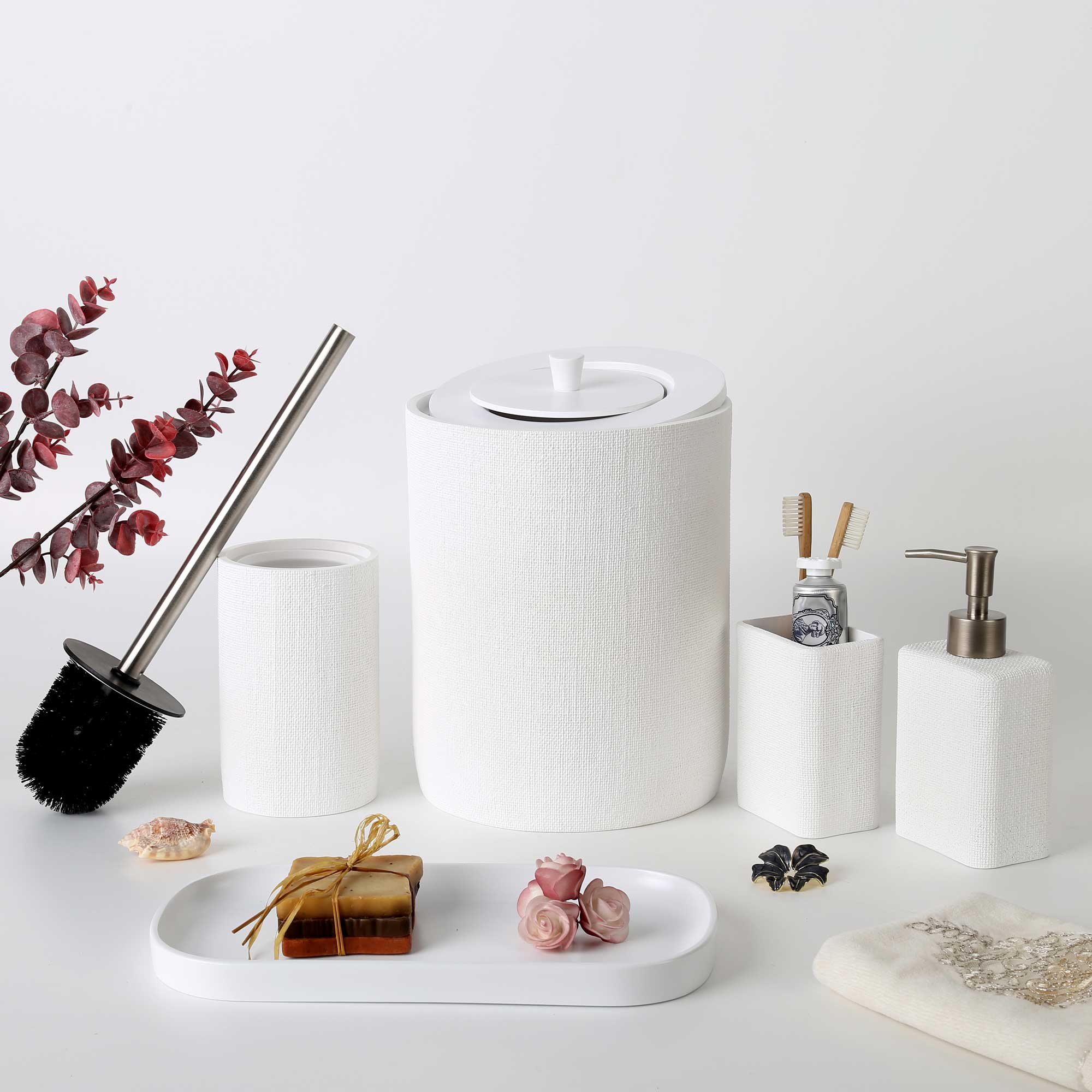 Linen Banyo Seti Beyaz