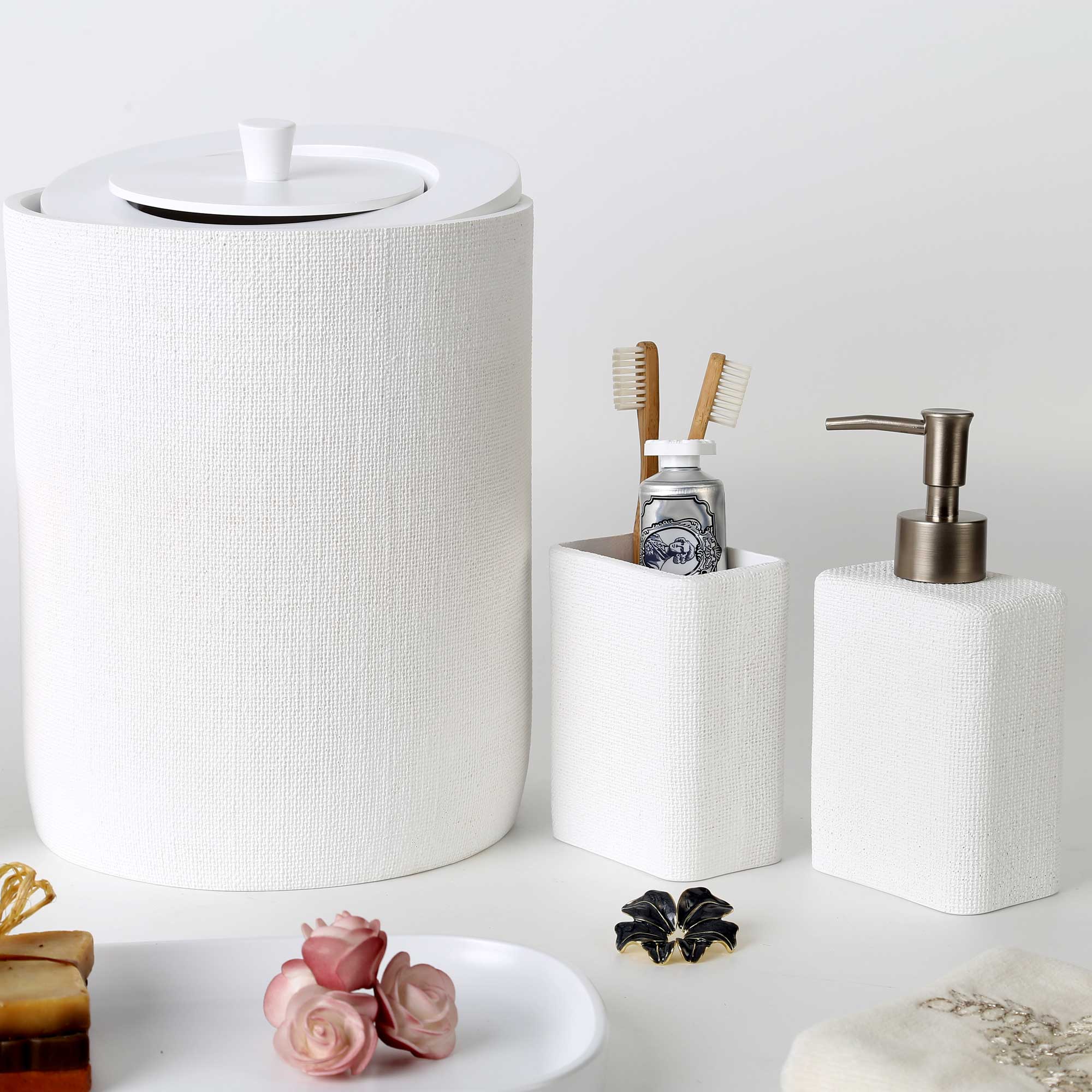 Linen Banyo Seti Beyaz