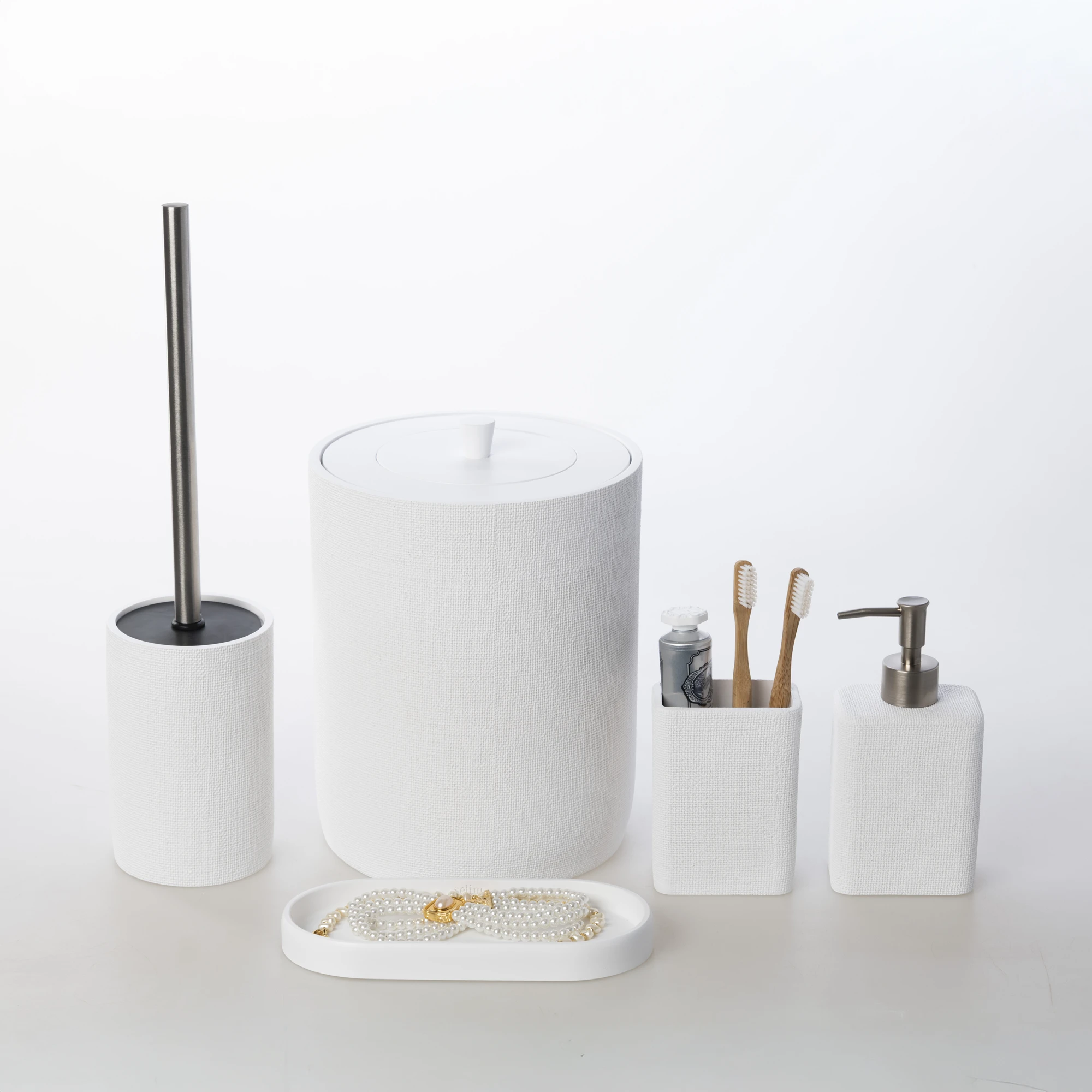 Linen Banyo Seti Beyaz