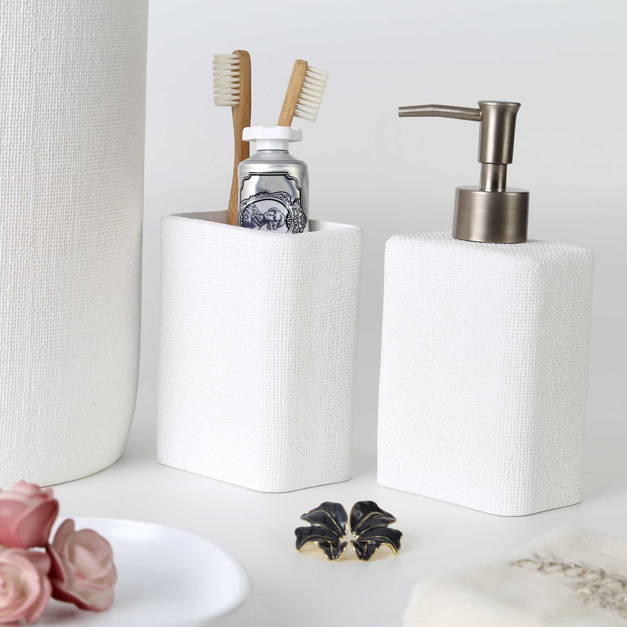 Linen Banyo Seti Beyaz