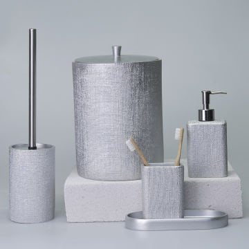 Linen Banyo Seti Gümüş