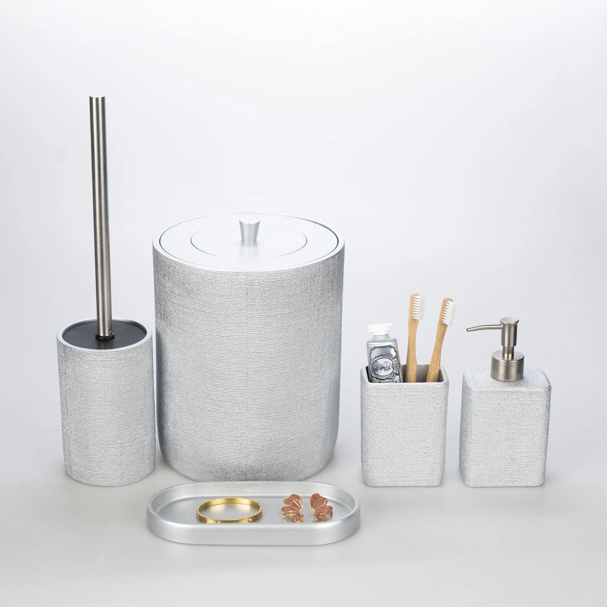 Linen Banyo Seti Gümüş