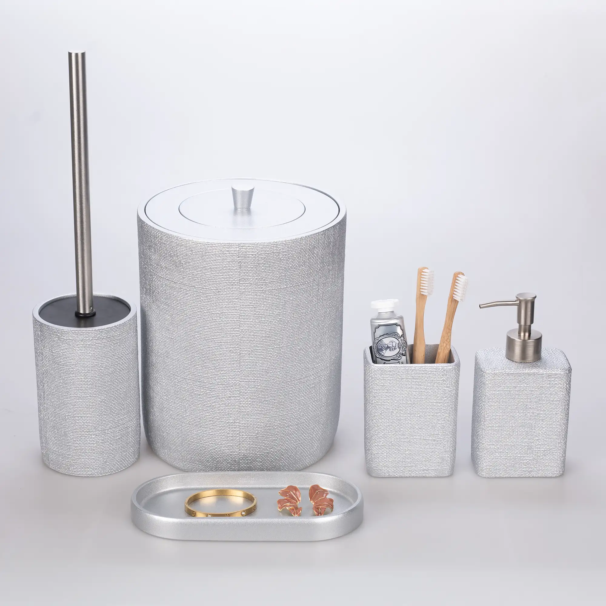 Linen Banyo Seti Gümüş
