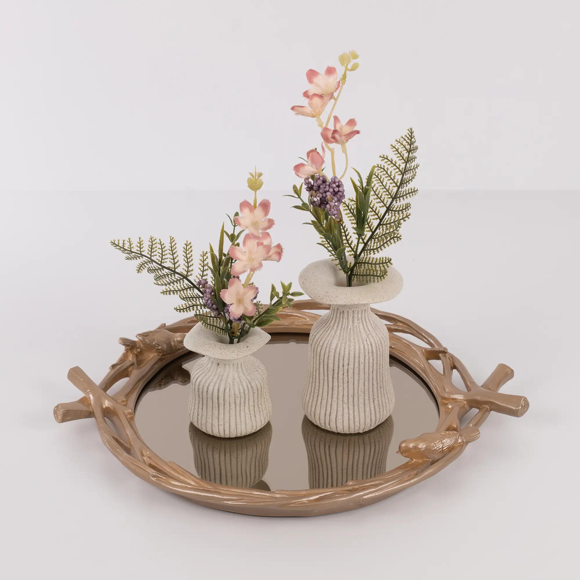 Mavera Aynalı Tepsi Vizon