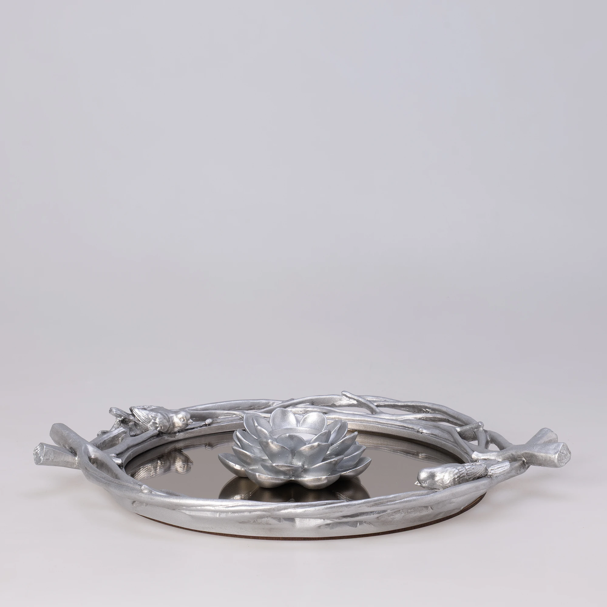 Mavera Aynalı Tepsi Gümüş