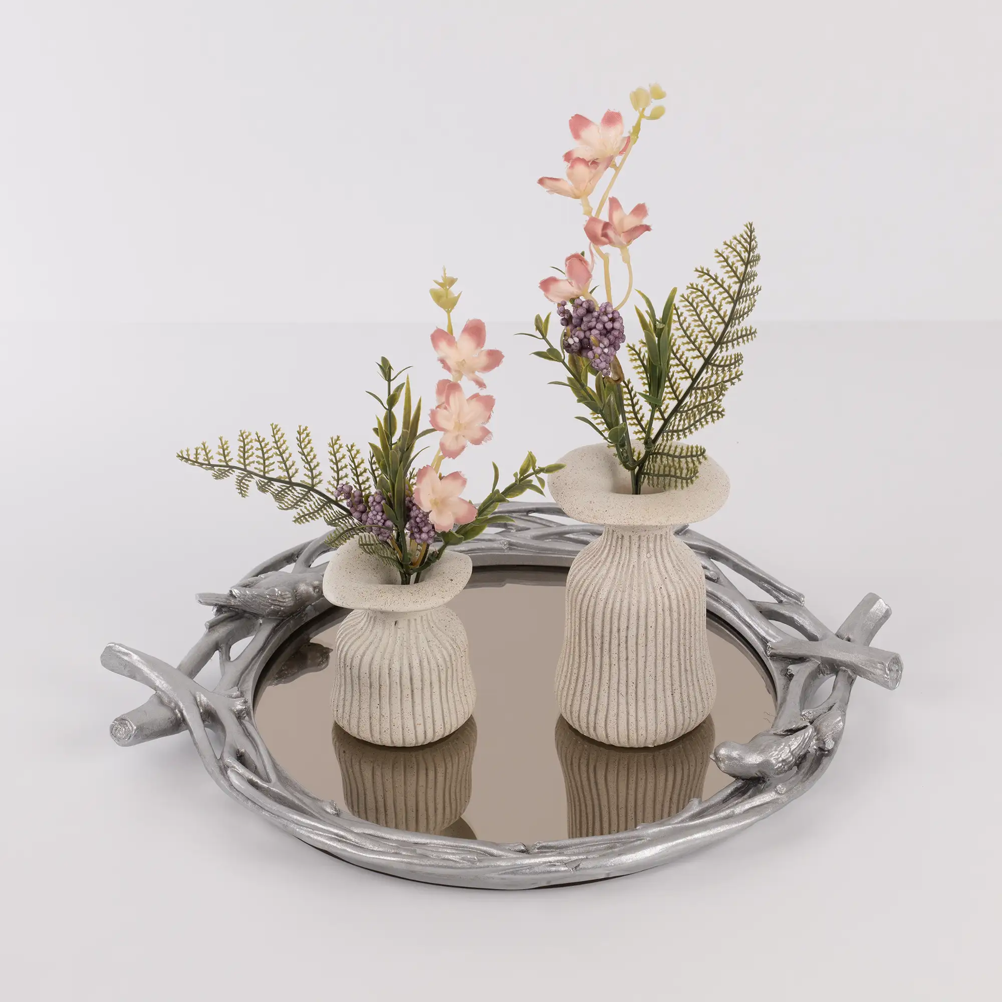 Mavera Aynalı Tepsi Gümüş