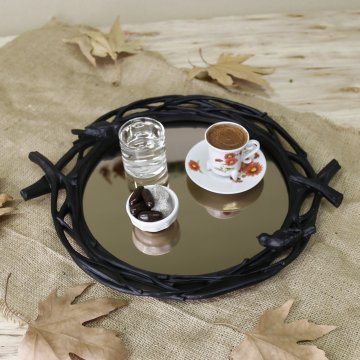 Mavera Aynalı Tepsi Siyah