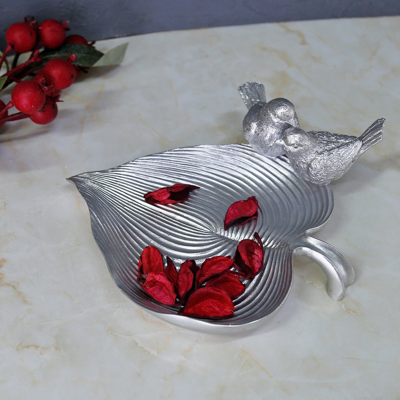 Dekorativer Vogelteller Silber