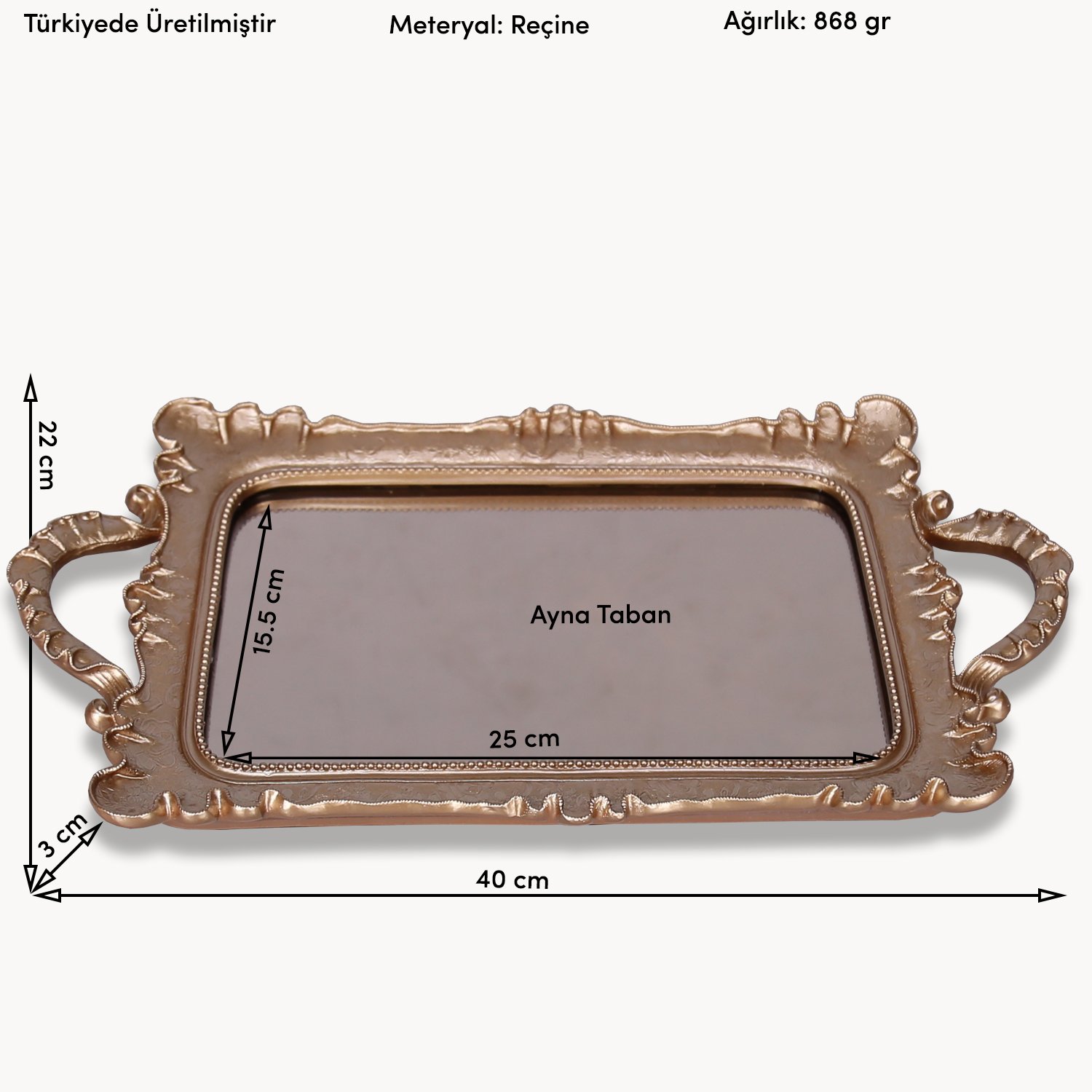 Linas Aynalı Tepsi Vizon