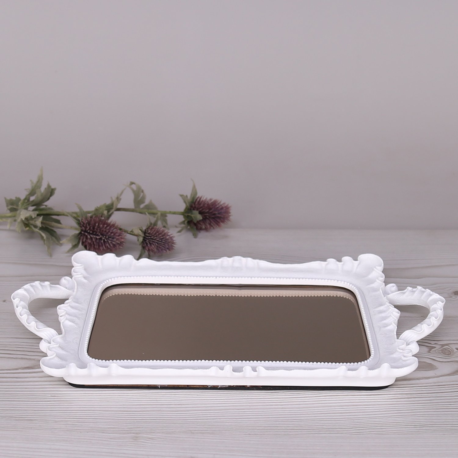 Linas Aynalı Tepsi Beyaz