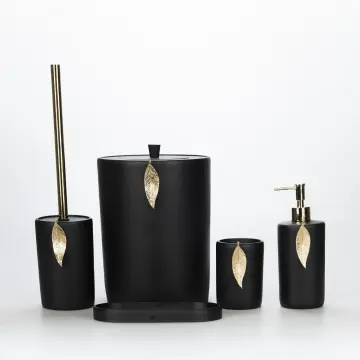 Leaf Banyo Seti Siyah-Altın