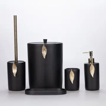 Leaf Badezimmerset Schwarz-Gold