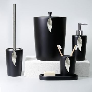 Leaf Banyo Seti Siyah-Gümüş