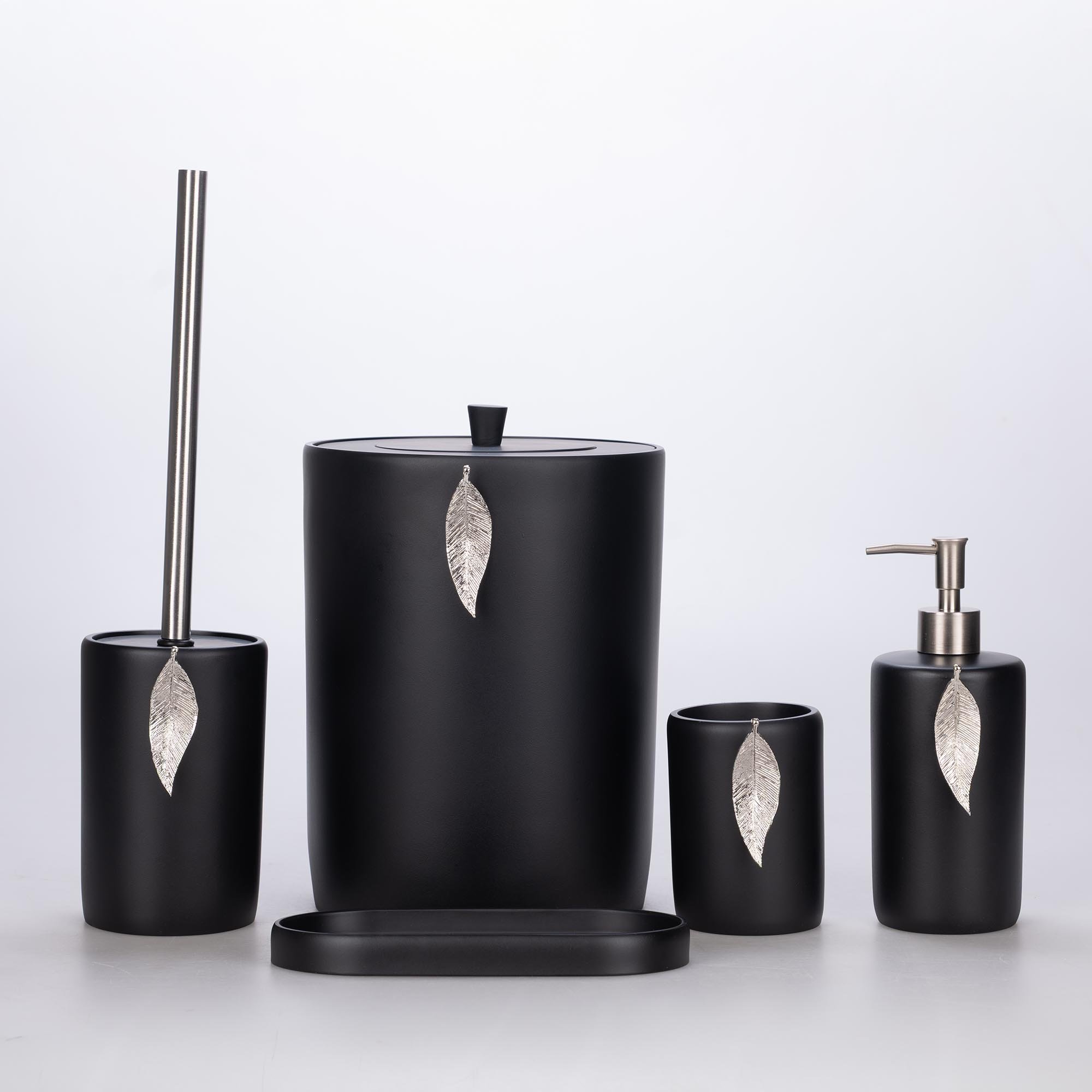 Leaf Banyo Seti Siyah-Gümüş