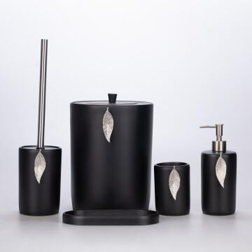 Leaf Badezimmerset Schwarz-Silber