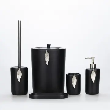 Leaf Banyo Seti Siyah-Gümüş